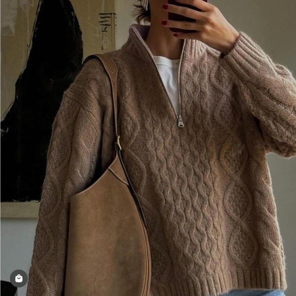 Jenni Kayne Brown Cable Knit Sweater